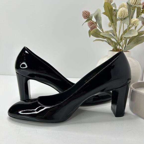 Stuart Weitzman Vida Patent Chunky Block Heel Pumps Black SG204 Women 9.5B NWOB - Picture 7 of 11